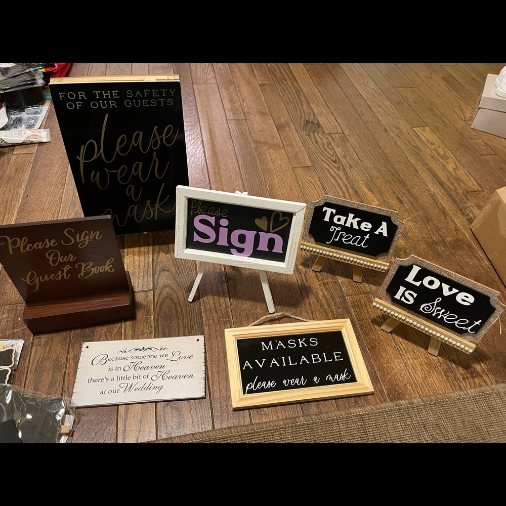 Assortment of wedding signs